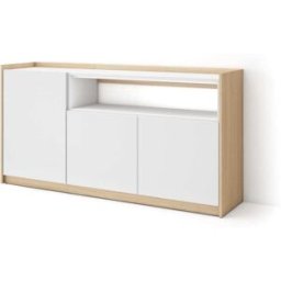 Skraut home Aparador efecto madera blanco y roble 157x37x80cm
