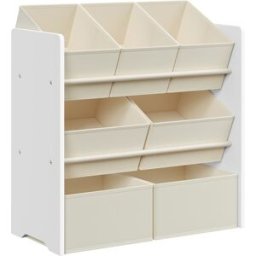 SONGMICS Estantería infantil con 7 cajas de color blanco nube