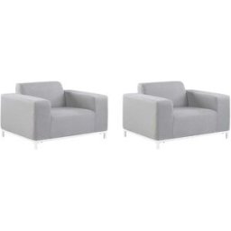 Beliani Conjunto de 2 sillones de jardín tela gris claro