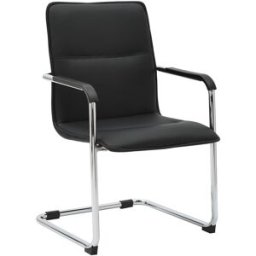 CLP Silla con patas de metal y asiento en simil cuero negro