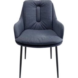 Kare Design Silla con reposabrazos gris oscuro y patas de acero negro