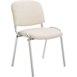 CLP Silla con patas de metal y asiento en simil cuero crema