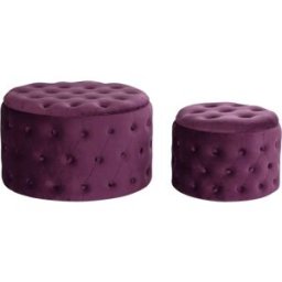 NIYLO Conjunto de 2 reposapiés acolchados de poliéster morado 70x70x42 cm