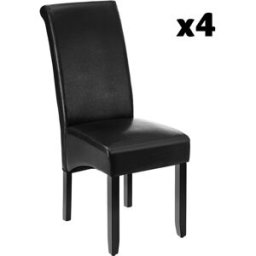 Tectake 2 sillas de comedor ergonómicas, símil cuero, tapizadas negro