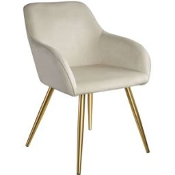 Tectake Silla, tapizada en terciopelo, versátil, combinable, crema, crema/oro