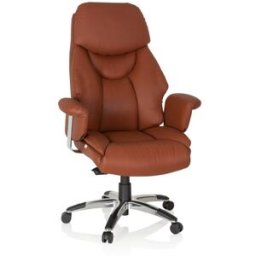 hjh OFFICE Sillón alta gama piel sintética marrón