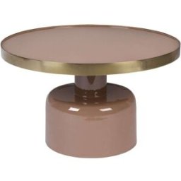 Zuiver Mesa de centro redonda de acero esmaltado rosa