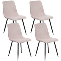Beliani Conjunto de 4 sillas de comedor tela beige