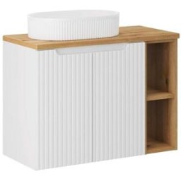 Petits meubles Mueble lavabo individual 80cm paneles mdf blanco y madera