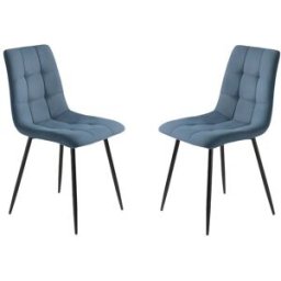 MondoViro Juego de 4 sillas de tela azul cm 45x53 88h