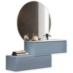 AQA DESIGN Mueble de baño bañera derecha 4 piezas en mdf azul tiffany