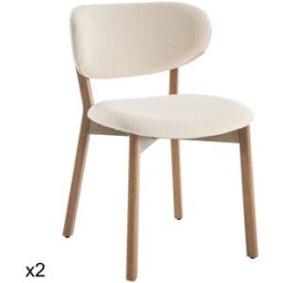 Happy Garden Juego de 2 sillas de madera clara y tela de lazo beige