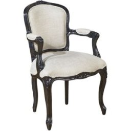 Robin des Bois Sillón de hevea teñido en negro y lino premium lino