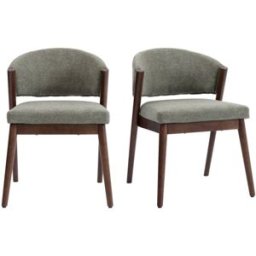 Moloo Silla de madera nogal y tela salvia de moda (x2)