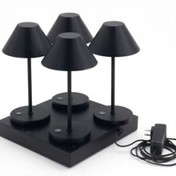 LUMISKY Juego de 4 lámparas de mesa con bandeja de carga negro h26cm