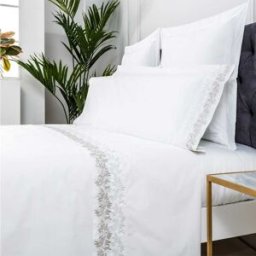 Cotton Artean Juego de sábanas bordadas algodón 200 hilos blanco 210x260 Cama 135