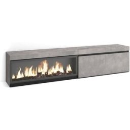 Skraut home Mueble tv efecto madera cemento 208x35x45cm chimenea efecto fuego