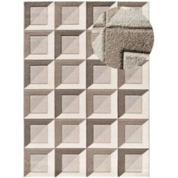 Atticgo Alfombra geométrica marrón/crema 200x290 cm