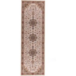 THEKO Alfombra oriental floral tejida a máquina en lana natural