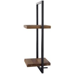 MACABANE Estantería de pared 2 de teca reciclada marrón y metal negro