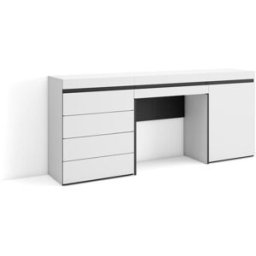 Skraut home Tocador efecto madera blanco 177x35x75cm