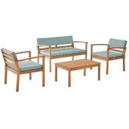 sweeek Conjunto de jardín de madera de acacia, 4 plazas, verde grisáceo
