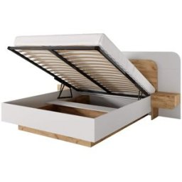 Unique Cama con canapé abatible madera color natural claro, blanco