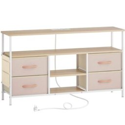 Homcom Mueble de tv 120x30x67.5 cm beige y blanco