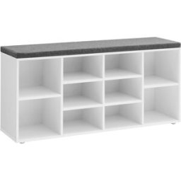 VASAGLE Banco zapatero de 30 x 104 x 48 cm de color blanco y gris