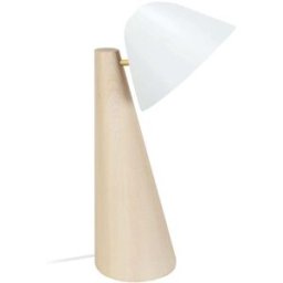 Tosel Lámpara de mesa madera natural pantalla metal blanco