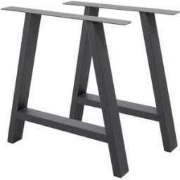 ECD Germany 2x Patas de mesa industrial 70x72cm acero antracita diseño forma de A