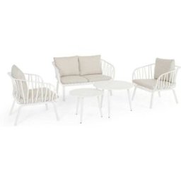 Bizzotto Sala de estar de acero con mesa de centro y blanco