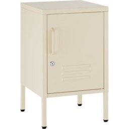 Tectake Mesita de noche acero, 2 compartimentos, 35 x 42,5 x 60,5 cm, crema