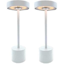 LUMISKY Juego de 2 lámparas de mesa inalámbricas blanco h30cm