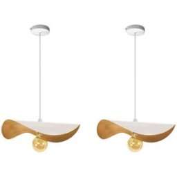 Tosel Suspensión lot 2 irregular metal blanco pantalla blanco y oro