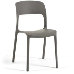 Beobeo Set de 4 sillas de jardín apilables de polipropileno gris oscuro