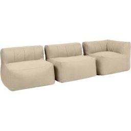 Icon Sofá esquina modular de jardín de 3 plazas, impermeable, beige