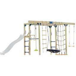 Axi Parque infantil de madera marrón con tobogán blanco