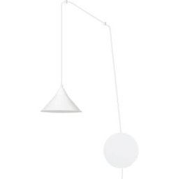 Wonderlamp Aplique de pared ajustable con cable de 5m y pantalla metálica blanca