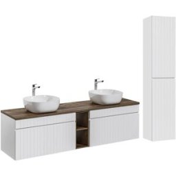 Petits meubles Conjunto mueble lavabo doble 180cm tableros laminados blanco