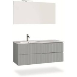 AQA DESIGN Mueble de baño bañera izquierda 4 piezas en mdf gris mate