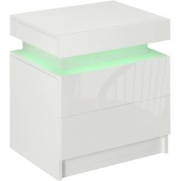 Homcom Mesita de noche 45x35x52 cm blanco brillante