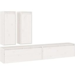 Maison Chic Muebles tv 4 uds madera maciza de pino blanco 100x30x35 cm