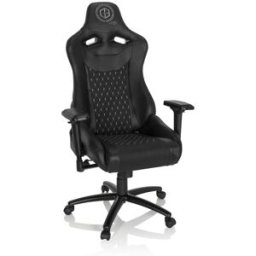 hjh OFFICE Silla gaming tela, cuero sintético negro