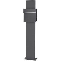 ECD Germany Buzón de acero inoxidable antracita casillero de correo + poste 170cm