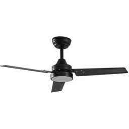 Lindby Ventilador de techo con lámpara de metal negro