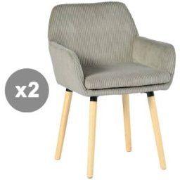 Meubles Cosy Conjunto de 2 sillas tela a rallos estilo escandinavo gris claro