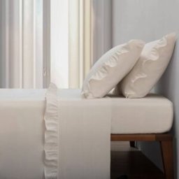 Casa da Laura Sábanas 100% algodón 200 hilos liso beige cama 150/160 2 almohadas 5