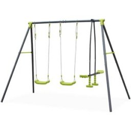 sweeek Columpio y balancín con soporte, verde