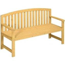 ComfortXL Banco de jardín 2 plazas abeto con reposabrazos beige